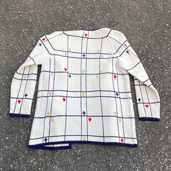 Vintage 60s Women’s Leroy Knit Playing Cards Heart/spades AOP cardigan Sweater - Picture 4 of 4